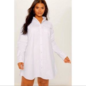 Pretty Little Thing White Oversized Shirt Dress